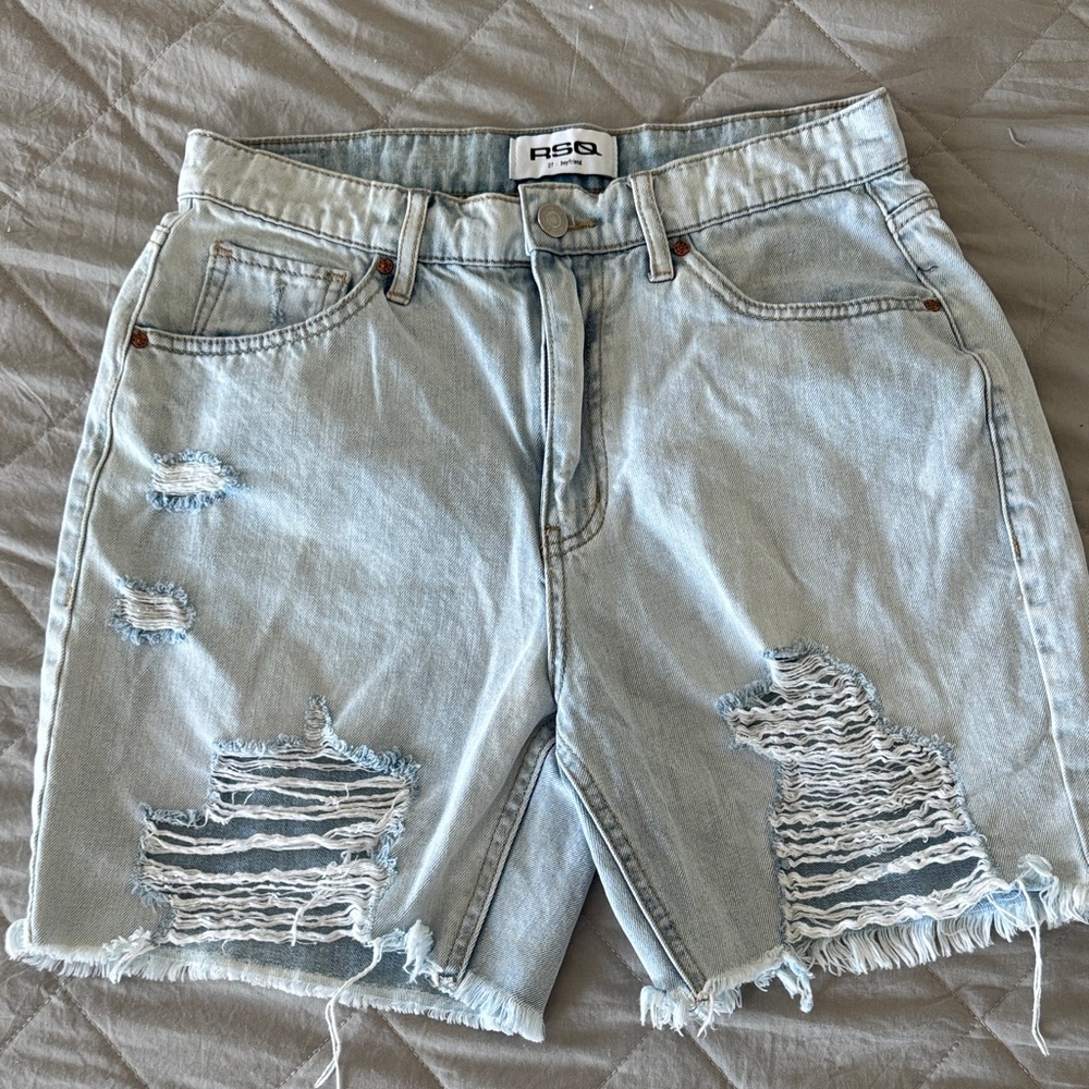 RSQ Light Blue Distressed Boyfriend Shorts